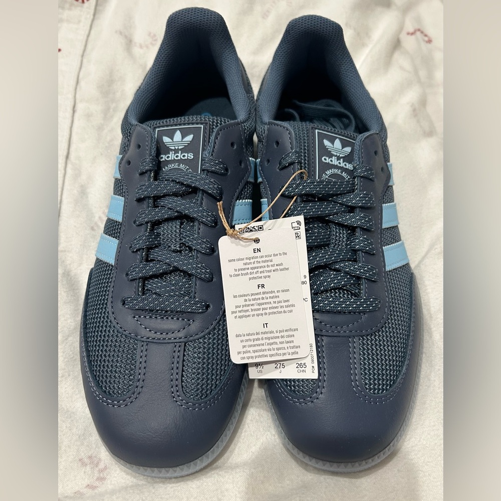 Adidas Samba OG Men's Navy and Light Blue Sneakers.